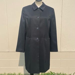 Kasper Long Jacket Shimmer Black Blazer Metallic Glitter Button Pocket Lined 12